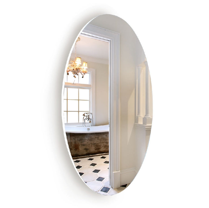 Frameless Beveled Wall Mounted Bathroom Mirror, HD Makeup Mirror, 25" Round Mirror by Dropsure