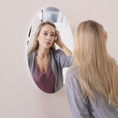 Frameless Beveled Wall Mounted Bathroom Mirror, HD Makeup Mirror, 25" Round Mirror by Dropsure