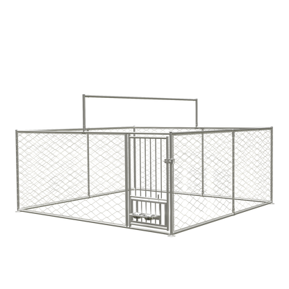 Large outdoor kennel, heavy duty outdoor fenced dog cage with swivel feeder, outdoor dog playpen with waterproof UV protection cover and safety lock,10' W x 10' D x 5' H. by Dropsure