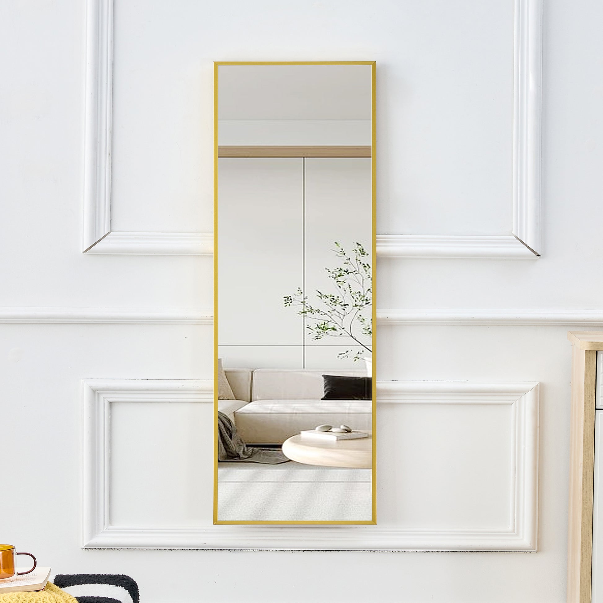 The 4rd generation aluminum alloy metal frame wall mounted full body mirror, bathroom makeup mirror, bedroom entrance, decorative mirror, quality upgrade, 59 "* 15.7"W1151125156 by Dropsure