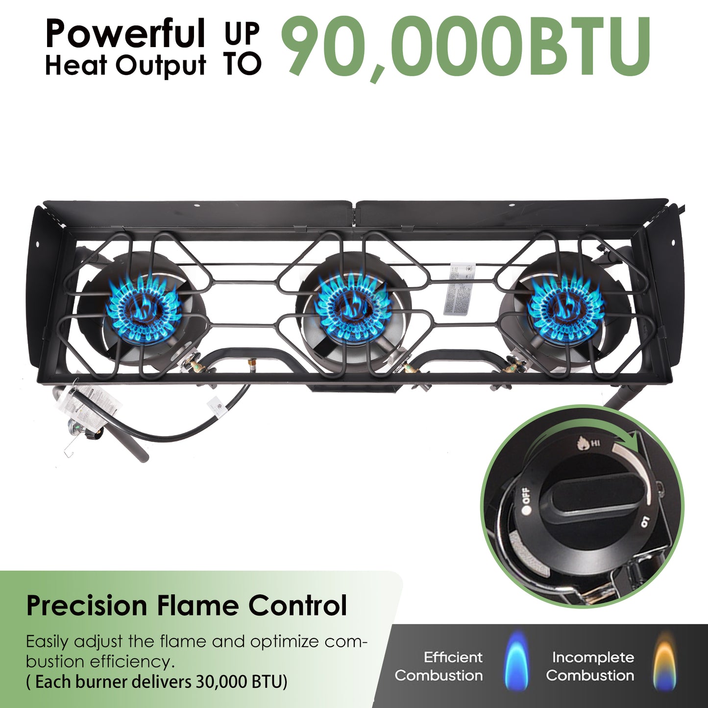 Three Burner Outdoor Portable Camping Gas Stove with Removable Legs, Portable Bag and Windshield, Camping Stove Propane for Cooking, CSA Certified, Outdoor Propane Burner by Dropsure