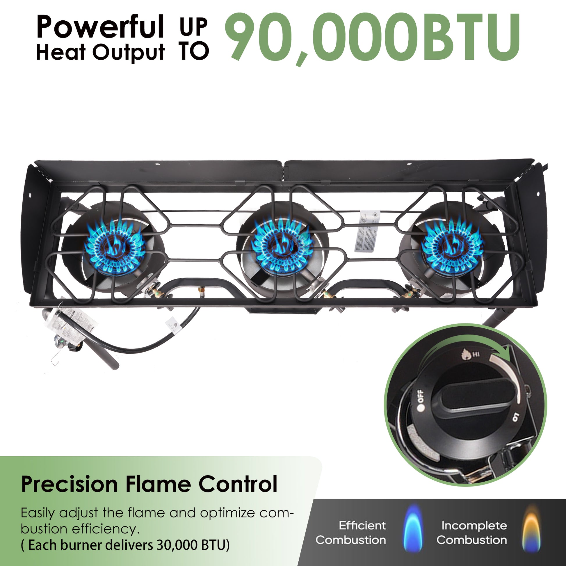 Three Burner Outdoor Portable Camping Gas Stove with Removable Legs, Portable Bag and Windshield, Camping Stove Propane for Cooking, CSA Certified, Outdoor Propane Burner by Dropsure