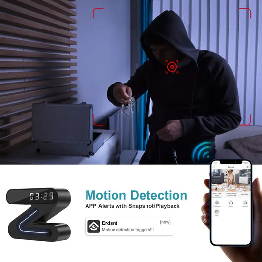 Full HD 1080P Camera Clock - WiFi Camera For Wireless Security Surveillance - Nanny Cam - Night Vision