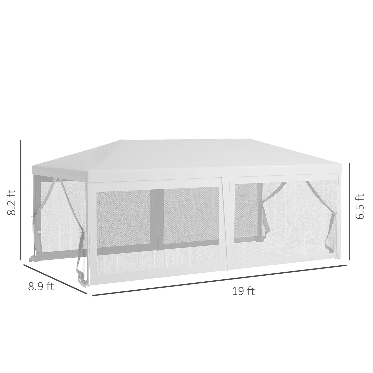 Outsunny 10ft x 20ft Party Tent, Outdoor Wedding Canopy & Gazebo with 6 Removable Sidewalls, Shade Shelter for Events, BBQs, White by Dropsure