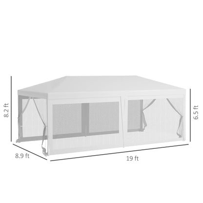 Outsunny 10ft x 20ft Party Tent, Outdoor Wedding Canopy & Gazebo with 6 Removable Sidewalls, Shade Shelter for Events, BBQs, White by Dropsure