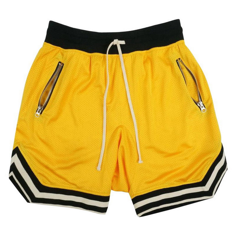 Men's summer quick dry muscle fitness sports shorts Mesh solid color hip hop breathable casual basketball pants