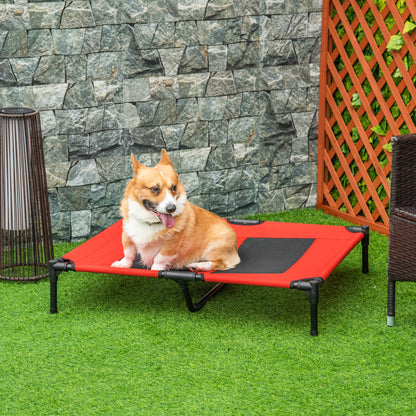 PawHut 36" x 30" Elevated Cooling Summer Dog Cot Pet Bed With Mesh Ventilation - Red by Dropsure