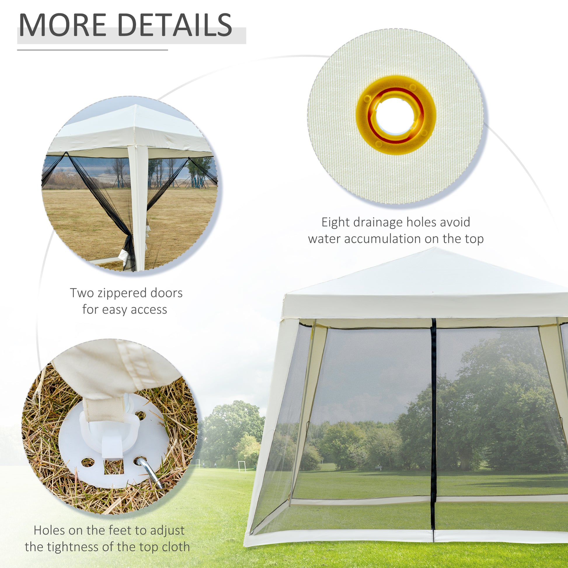 Outsunny 10'x10' Outdoor Canopy Tent, Slant Leg Sun Shelter with Mesh Sidewalls, Patio Tents for Parties, Cream White by Dropsure