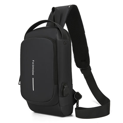 Password lock anti-theft chest bag, men's motorcycle bag, outdoor anti-theft single-shoulder crossbody bag, usb charging chest bag
