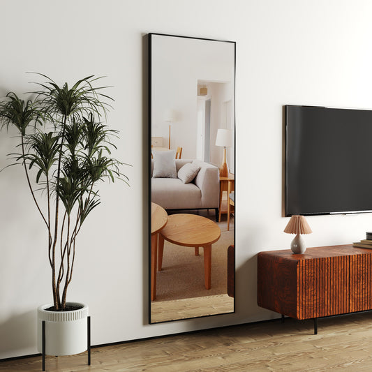 The 4rd generation aluminum alloy metal frame wall mounted full body mirror, bathroom makeup mirror, bedroom entrance, decorative mirror, quality upgrade, 59 "* 15.7"W1151125156 by Dropsure