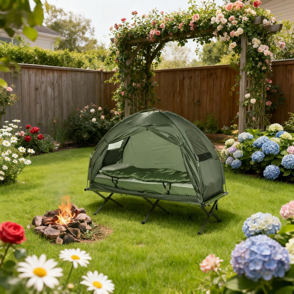 All-in-One Folding Camping Cots for Adults,Portable Single Sleeping Cot Camping Bed by Dropsure