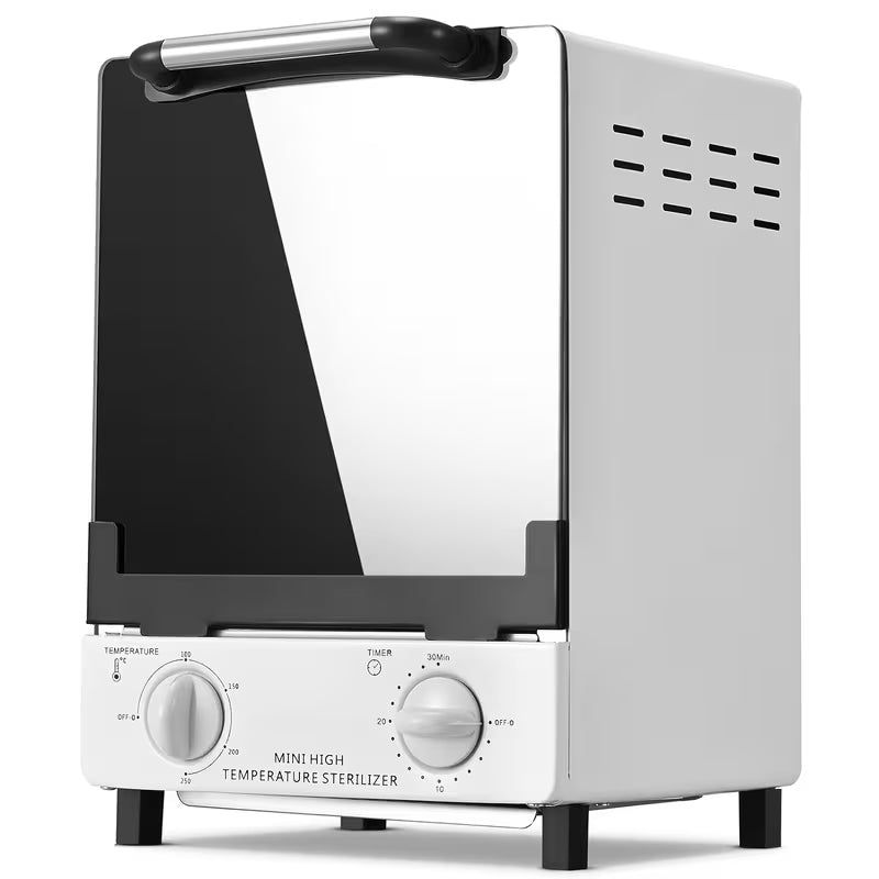 High Temperature Sterilizer, Large Capacity Dry Heat Stainless Steel Sterilizer with Temp And Timer Control, Max Timing 60min, Max Temperature 250 Celsius Or 482 Fahrenheit, with Stainless Trays, 110V Power