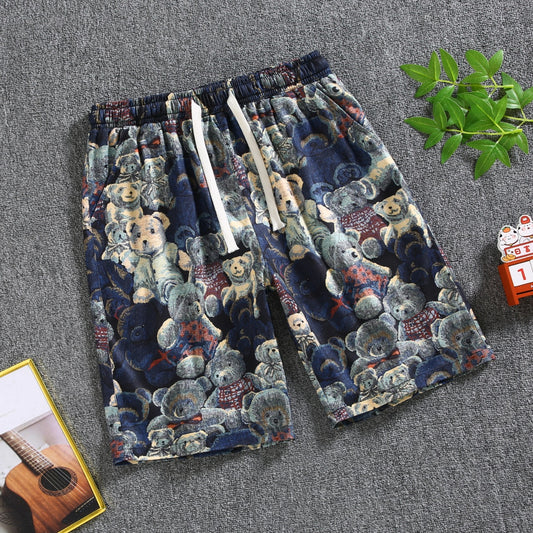 Quarter pants Men's summer beach pants Men's casual running shorts Men's 5 straight leg pants trend