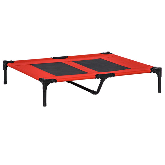 PawHut 36" x 30" Elevated Cooling Summer Dog Cot Pet Bed With Mesh Ventilation - Red by Dropsure