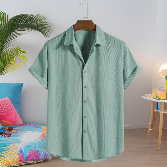 The new Hawaiian casual short-sleeved men's shirt has a handsome 3D print