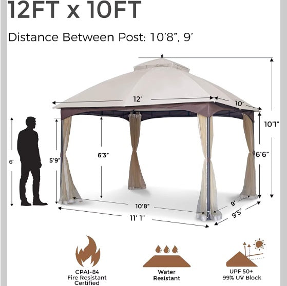 Soft-topped Metal Gazebo With Mosquito Nets And Sun Blinds