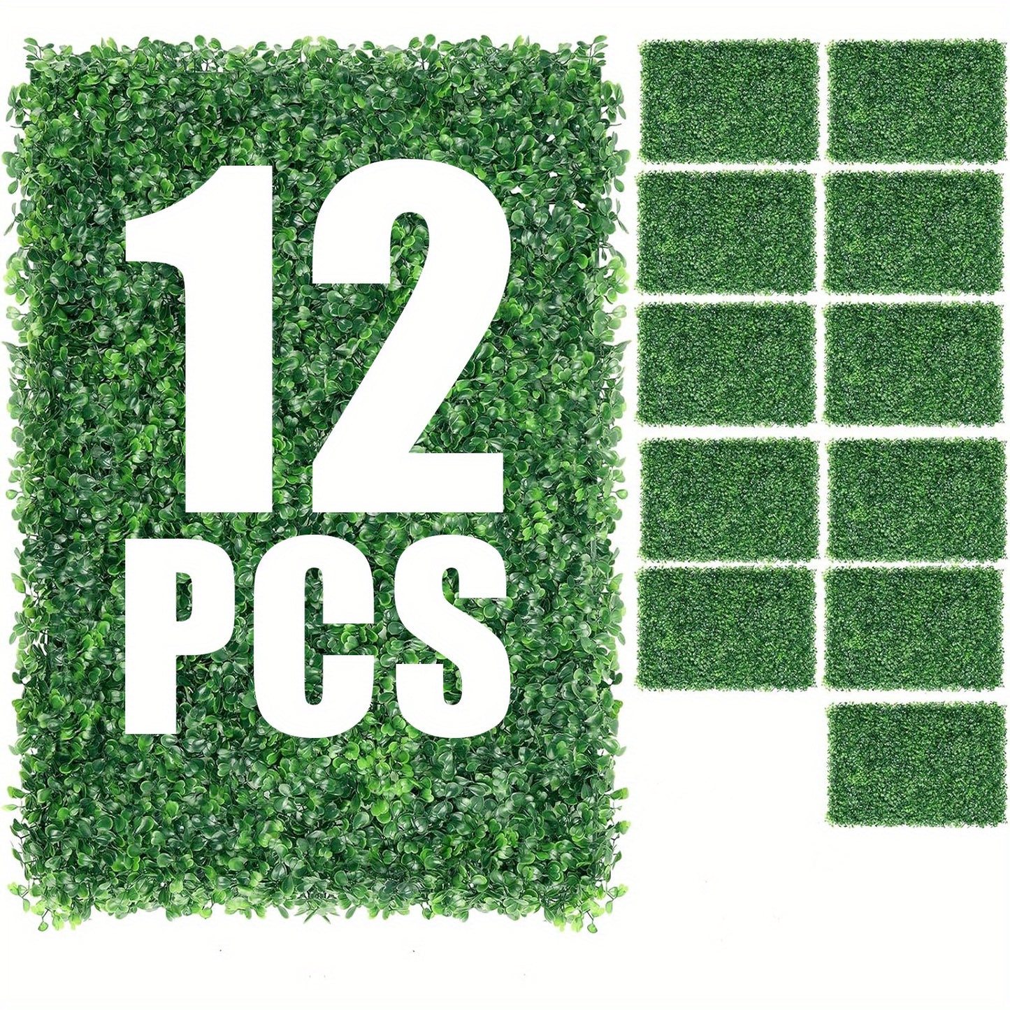 12PCS 24"x16" Artificial Boxwood Boards, UV Protected Grass Wall Panels & Boxwood Fence Panels for Green Wall Decor, Garden Fence, Wedding Backyard Decoration by Dropsure