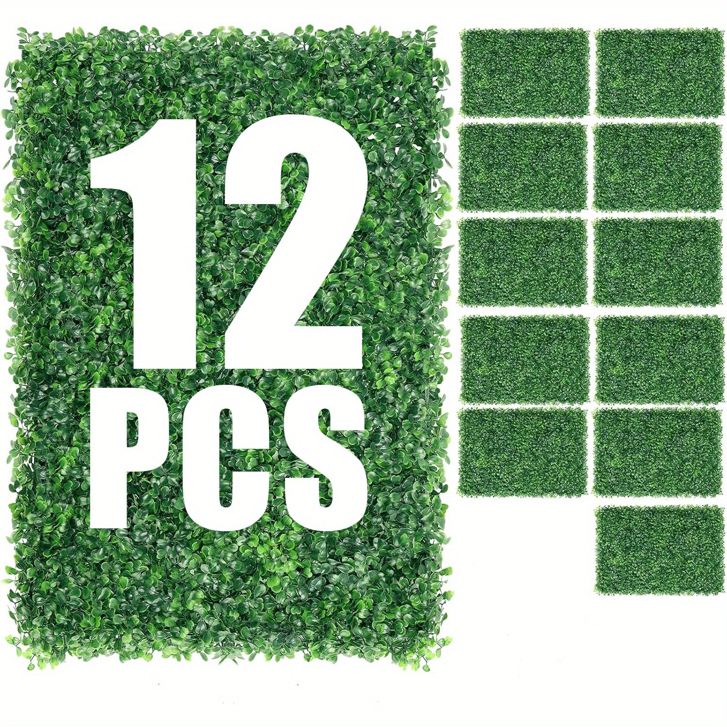 12PCS 24"x16" Artificial Boxwood Boards, UV Protected Grass Wall Panels & Boxwood Fence Panels for Green Wall Decor, Garden Fence, Wedding Backyard Decoration by Dropsure