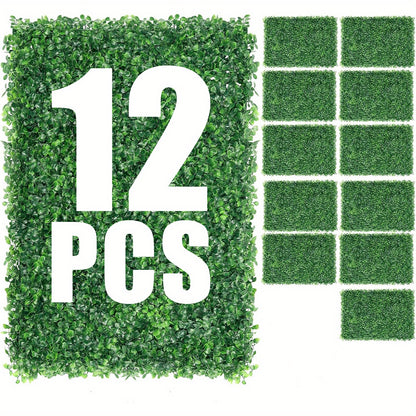 12PCS 24"x16" Artificial Boxwood Boards, UV Protected Grass Wall Panels & Boxwood Fence Panels for Green Wall Decor, Garden Fence, Wedding Backyard Decoration by Dropsure
