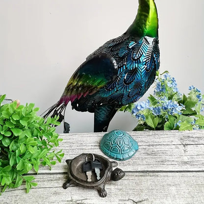 Heavy-Duty Cast Iron Turtle Key Box with Flip-Top Lid - Hidden Key Hider for Door, Garden, Patio - Spare Key Storage - Indoor/Outdoor - Home, Office, Cabin - Outdoor Concealment, Durable, Unique Organizer