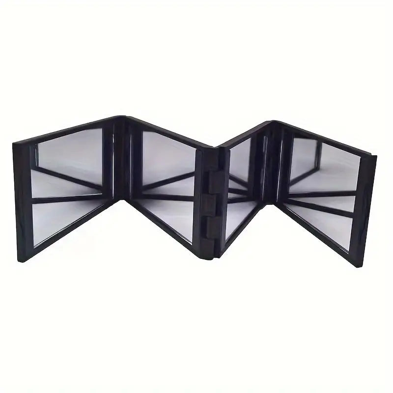 4-in-1 Portable Folding Makeup Mirror-Multi-Angle Handheld Design, Easy Self-Cutting Hair and Daily Beauty, Polishing Surface, No Battery Required