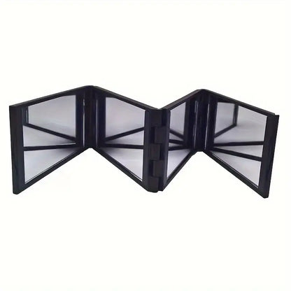 4-in-1 Portable Folding Makeup Mirror-Multi-Angle Handheld Design, Easy Self-Cutting Hair and Daily Beauty, Polishing Surface, No Battery Required