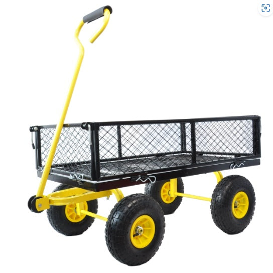 Carriage Garden Cart Steel Garden Cart With Swivel Handle And Detachable Sides, Practical Heavy Duty Garden Cart And Trolley