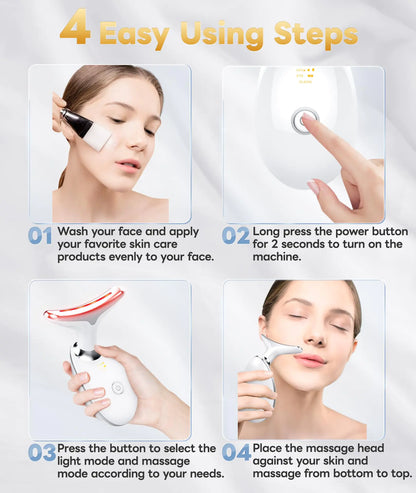 7 Color Light Based Multifunctional Facial Massager, Face Massager Tool for Skin Care at Home, Glossy White