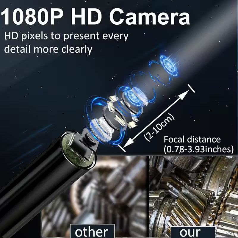 1pc 1080P HD Borescope Camera with Light, 4.3" IPS Screen, Sewer Inspection Tool,Semi-Rigid Cord, Rechargeable Lithium Battery, Ideal for Drain Pipe Inspection, Sewer Maintenance | High Definition Camera | Durable Plastic Body, Sewer Inspection Camera