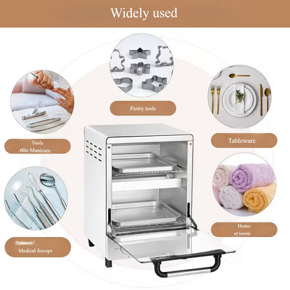 High Temperature Sterilizer, Large Capacity Dry Heat Stainless Steel Sterilizer with Temp And Timer Control, Max Timing 60min, Max Temperature 250 Celsius Or 482 Fahrenheit, with Stainless Trays, 110V Power