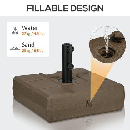 Outsunny 88 lbs. Fillable Umbrella Base with Steel Umbrella Holder Umbrella Poles, Square & Reversible Heavy Duty Market Umbrella Stand, Brown by Dropsure