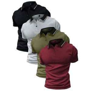 Summer new men's Polo shirt lapel short sleeve golf casual sports shirt color contrast T-shirt short sleeve