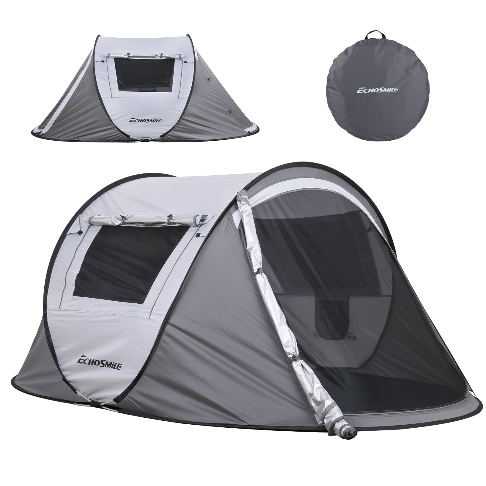 2 Person White + Gray Pop Up Camping Tent by Dropsure