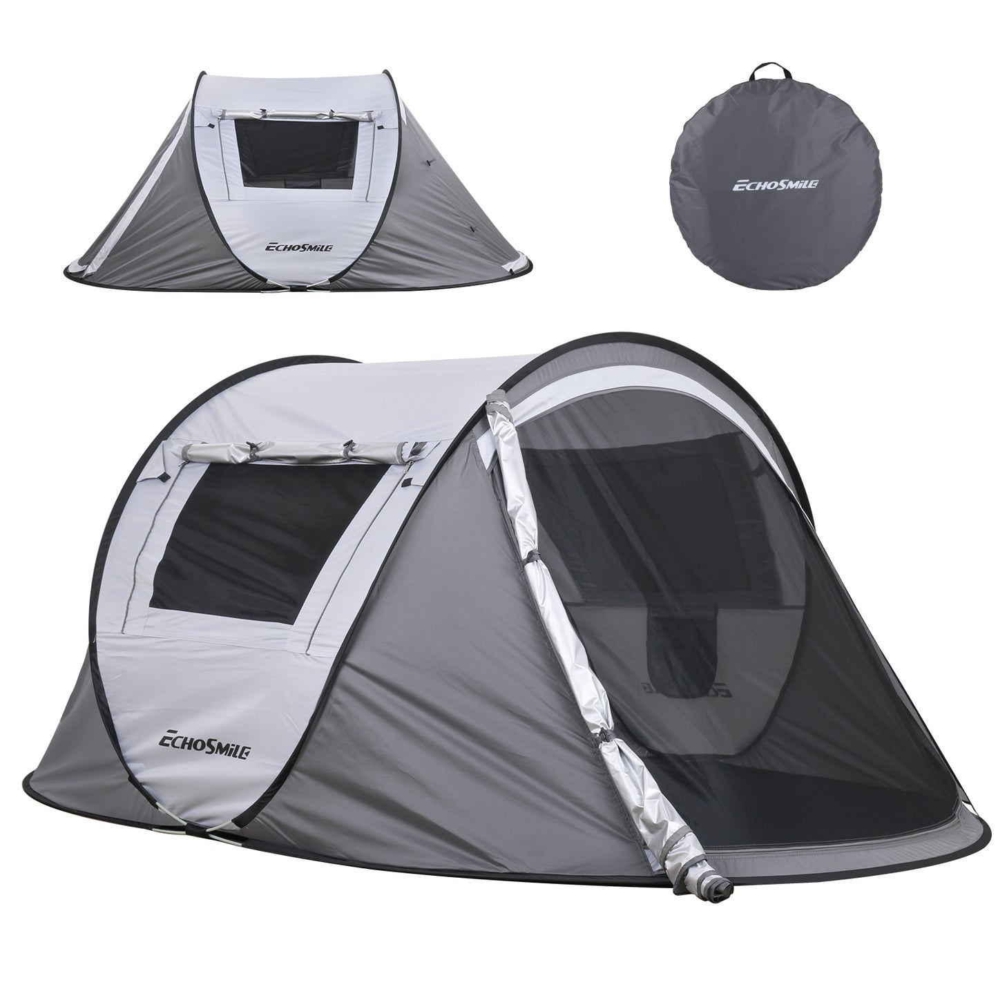 2 Person White + Gray Pop Up Camping Tent by Dropsure