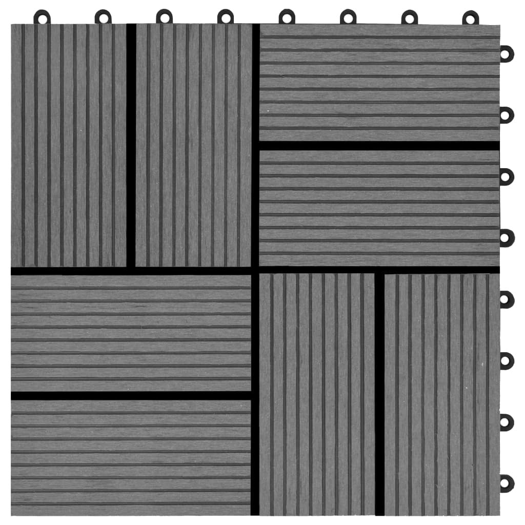 vidaXL 11 pcs Decking Tiles WPC 30x30 cm 1 sqm Grey