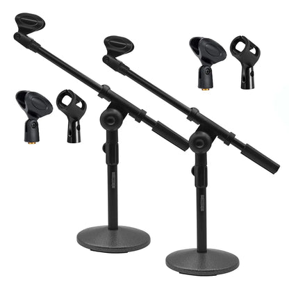 5Core Round Base Desktop Mic Stand Universal Desk Microphone Holder Table Top Stands BLACK