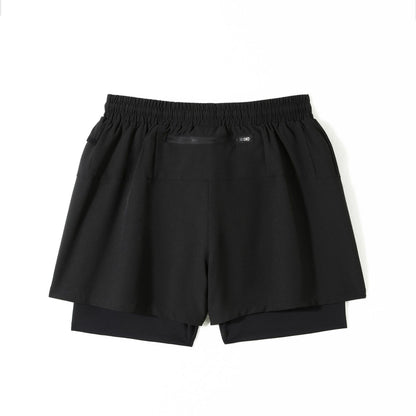 Double-layer sports shorts Men's summer outdoor sports running five-quarter pants Breathable quick-drying pants Fitness wear men's shorts