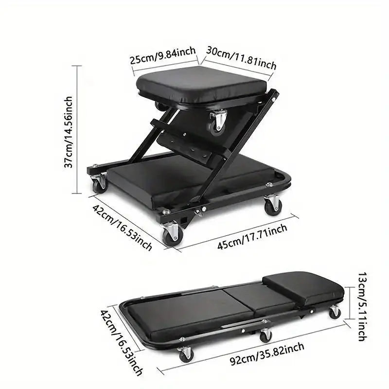 36-Inch Outdoor Z-Shaped Crawling Chair, an Adjustable Load Board Folding Vehicle Crawling Kit, And a Mechanical Crawler with 6 Wheels Measuring 2.5 Inches