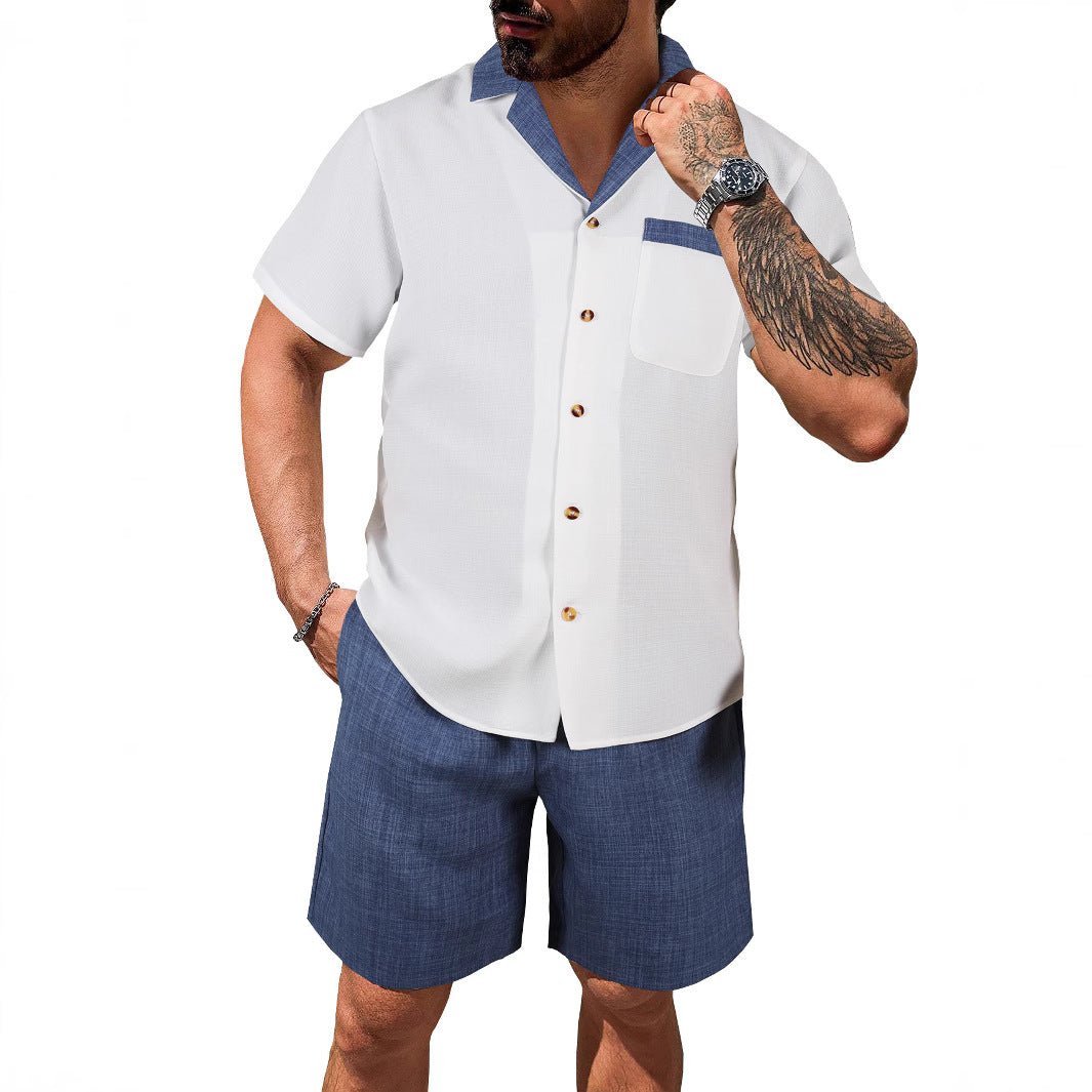 Men's short-sleeved shirt, Hawaiian print casual shirt, men's beach shirt