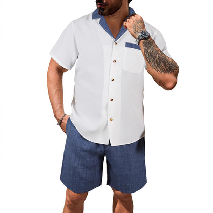 Men's short-sleeved shirt, Hawaiian print casual shirt, men's beach shirt