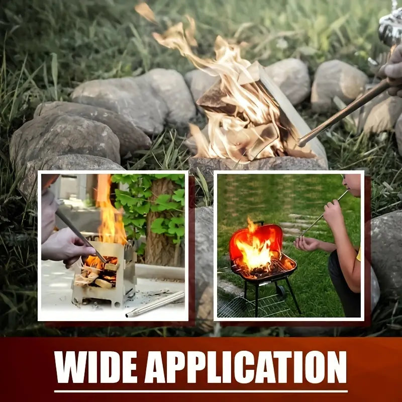 1pc Retractable Stainless Steel Fire Blowing Tube - Essential Camping & Hiking Gear for Outdoor Adventures - Portable, Durable, and Easy-to-Use Fire Starter for Travel, Backpacking, and Survival, Without Battery