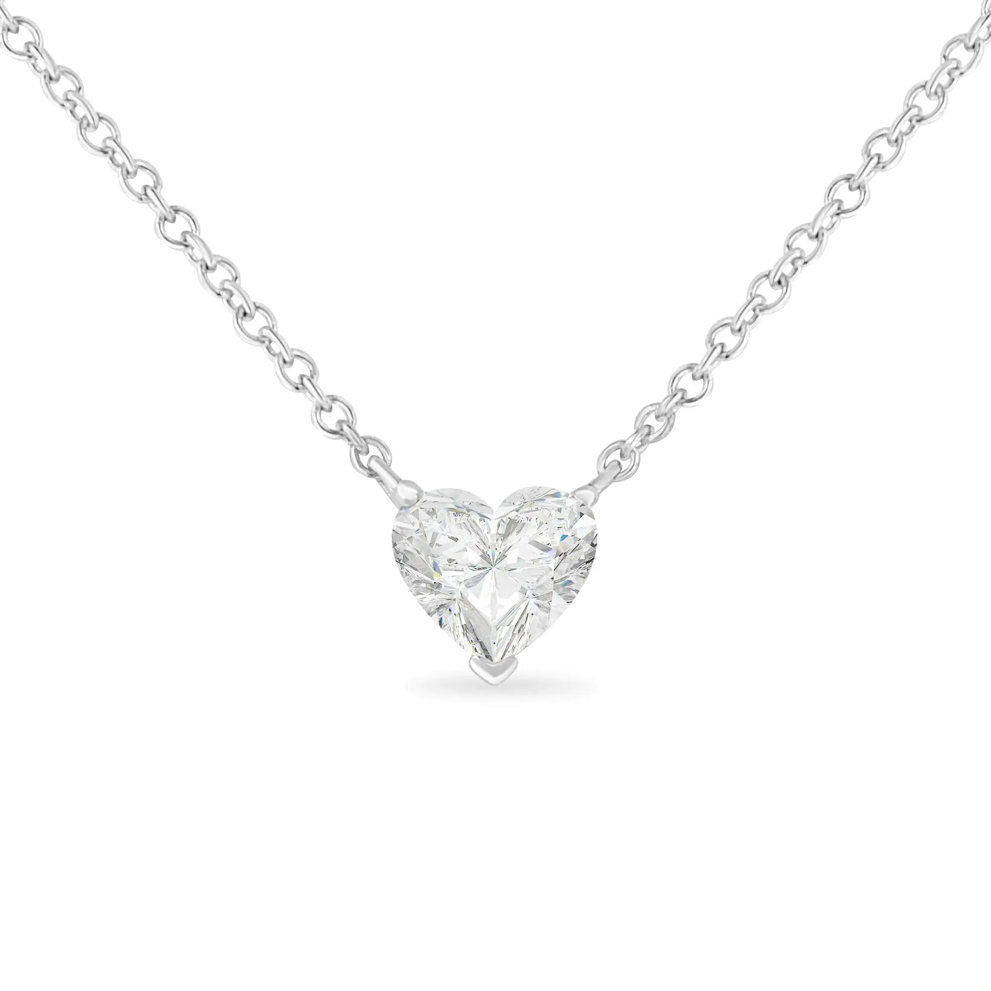 14k White Gold 1/4 Cttw Lab Grown Heart Shape Diamond Solitaire 18" Pendant Necklace (E-F Color, SI1-SI2 Clarity) - Anti Spier 