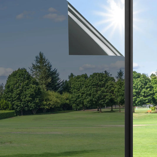 Haton Window Privacy Film One Way Window Tint Film Sun Blocking Anti UV Window Heat Blocker Reflective Mirror Film Window Tinting Film for Home Office Window Coverings Black 17.5" x 118.1"