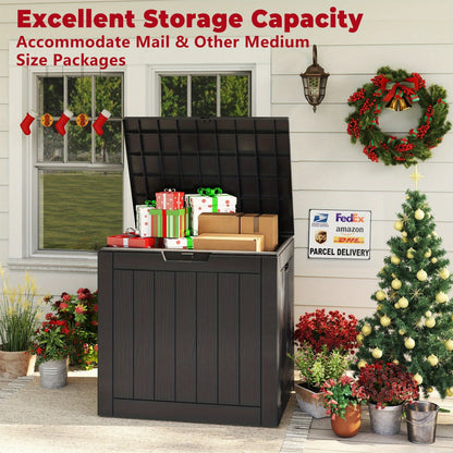 35 Gallon Outdoor Resin Storage Box – Black/Wood Grain by DailySale
