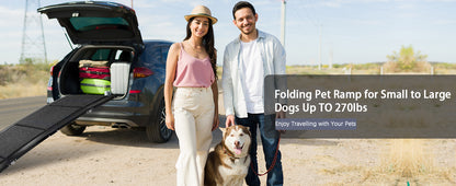 Dog Ramp for Car, 63" Long & 17" Wide Folding Portable Pet Stair Ramp with Non-Slip Rug Surface, Extra Wide Dog Steps for Medium & Large Dogs Up to 250LBS Enter a Car, SUV & Truck by Dropsure
