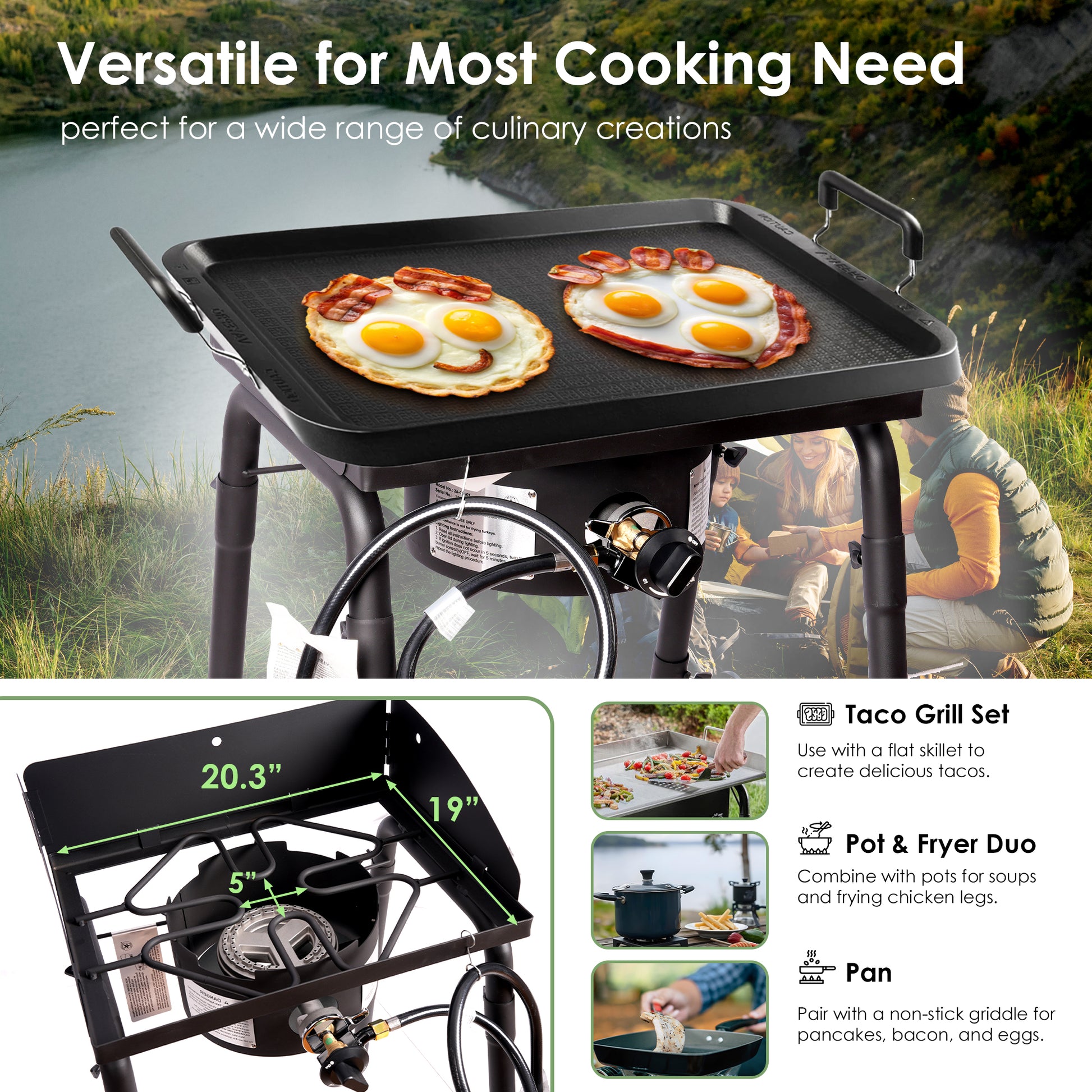 One Burner Outdoor Portable Camping Gas Stove with Removable Legs, Portable Bag and Windshield, Camping Stove Propane for Cooking, CSA Certified, Outdoor Propane Burner by Dropsure