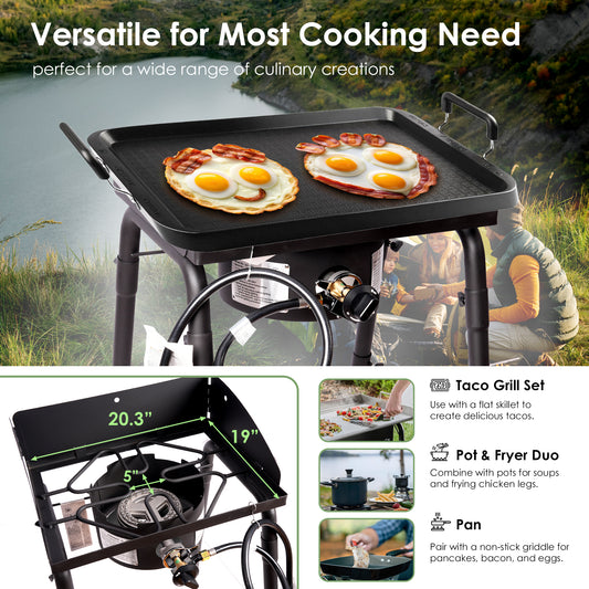 One Burner Outdoor Portable Camping Gas Stove with Removable Legs, Portable Bag and Windshield, Camping Stove Propane for Cooking, CSA Certified, Outdoor Propane Burner by Dropsure