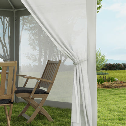 Outsunny 13ft x 11ft Outdoor Party Tent, Hexagon Sun Shade Shelter Canopy with Protective Mesh Screen Sidewalls, Ropes & Stakes, Cream White by Dropsure