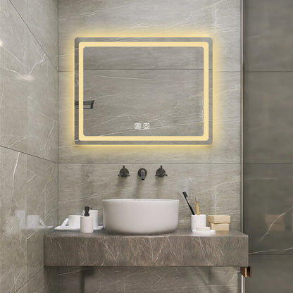 36 in. H LED Single Bathroom Vanity Mirror in Polished Crystal Bathroom Vanity LED Mirror for Bathroom Wall Smart Lighted Vanity Mirrors by Dropsure
