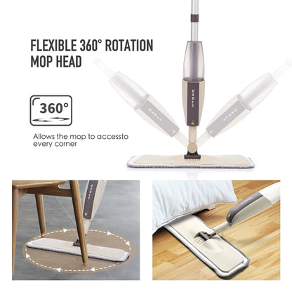 Floor Mop with Reusable Microfiber Pads